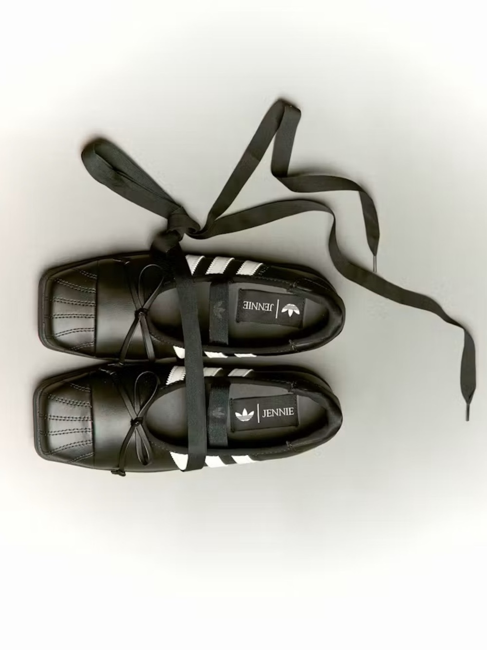 Adidas originals Jennie black superstar BalletSneakers with White Stripes